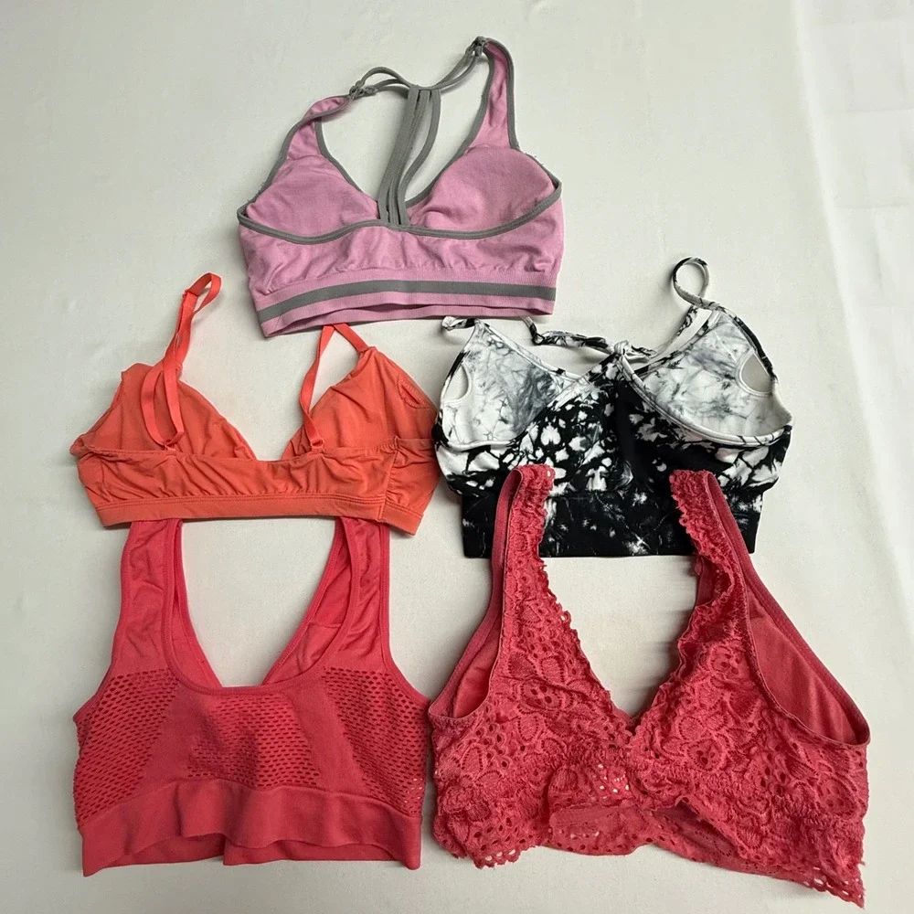 Womens Bralette Sports Bra Lot of 5 S M XS Lace Wireless Tru-Fit No Boundaries